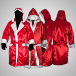 Red Satin Boxing Robe with Hood - Image 5