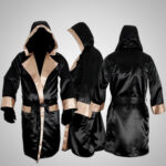 Black & Golden Satin Boxing Robe with Hood - Image 4