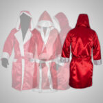 Red Satin Boxing Robe with Hood - Image 2
