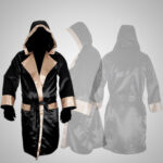 Black & Golden Satin Boxing Robe with Hood