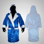 Blue Satin Boxing Robe with Hood