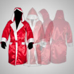 Red Satin Boxing Robe with Hood - Image 3