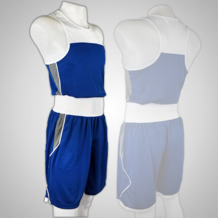 White & Blue Boxing Uniform