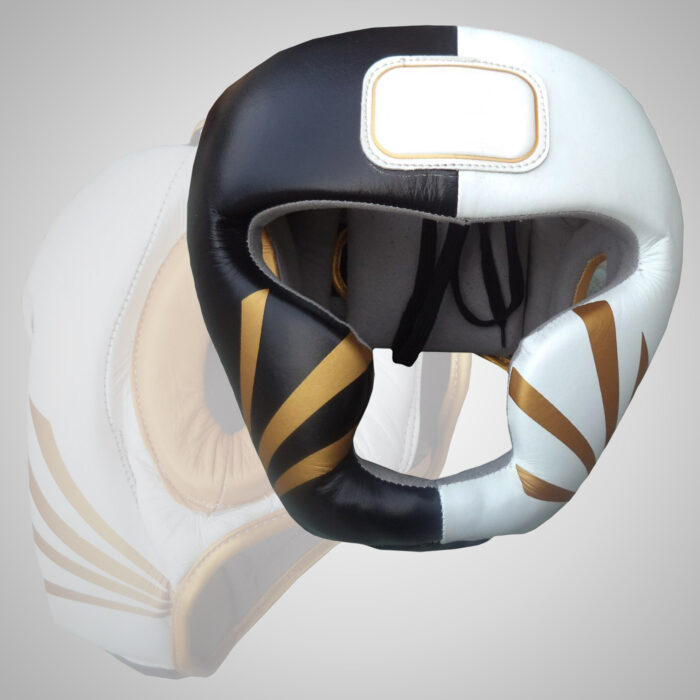 White & Golden Head Guard - Image 1