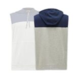 Blue & White Yaddi Sleeveless Hoodie - Image 2