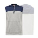 Blue & White Yaddi Sleeveless Hoodie