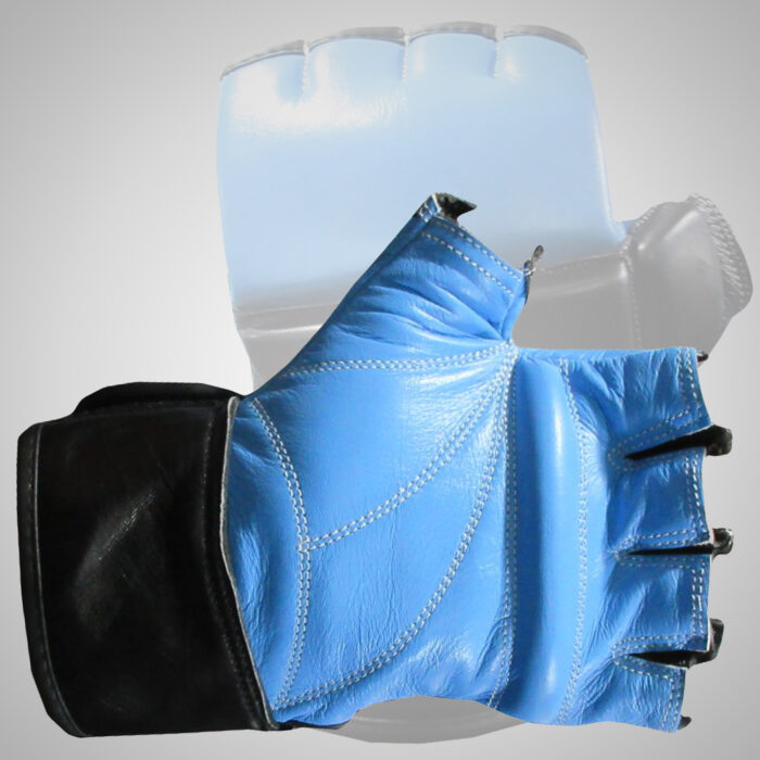 Blue Leather Weightlifting Gloves - Image 2