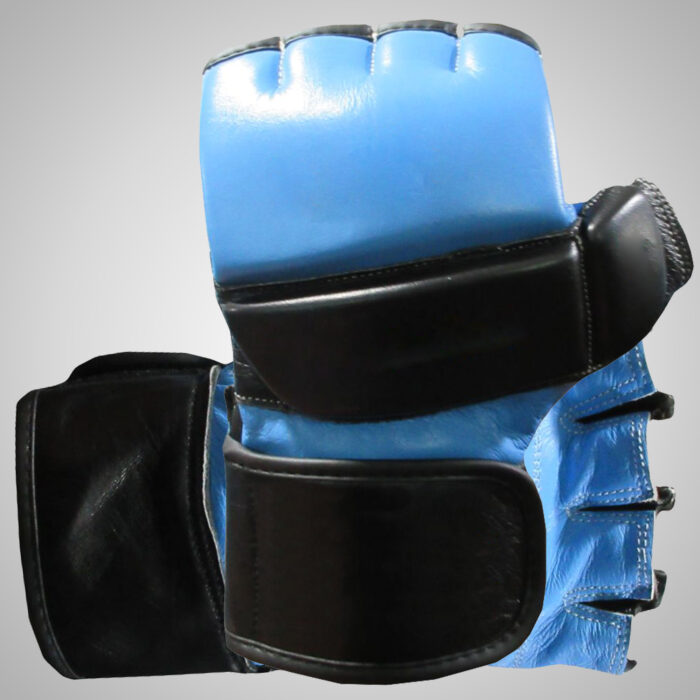 Blue Leather Weightlifting Gloves - Image 3