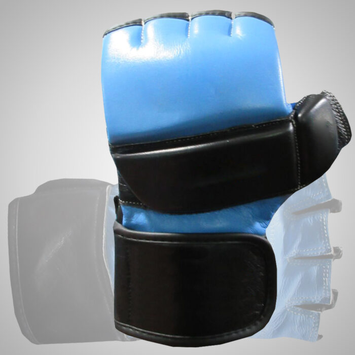 Blue Leather Weightlifting Gloves - Image 1